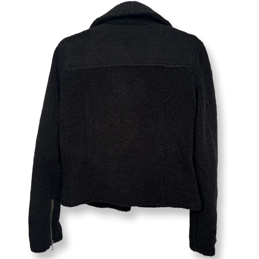 MAX STUDIO‎ ASYMMETRICAL MOTO JACKET FAUX FUR BLACK COLLARED EDGY STREETWEAR MED - Picture 7 of 7